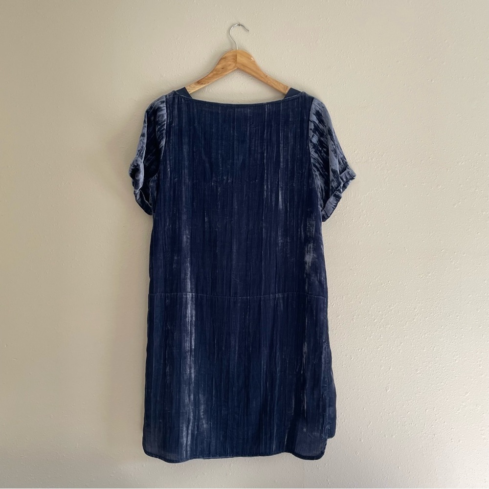 Floreat | Anthropologie Crushed Vevlet Whimsigoth Patch Pocket Navy Shirt Dress - Picture 5 of 11